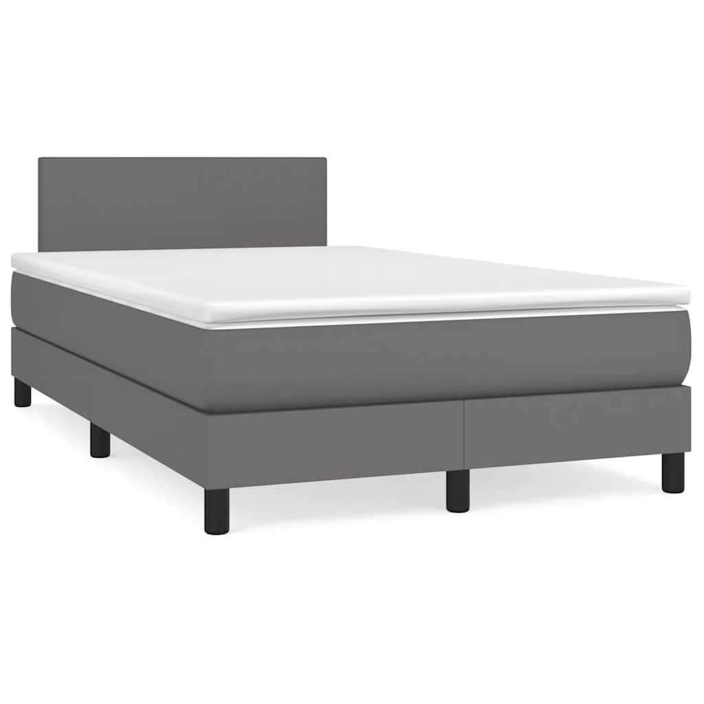 Boxspring met matras en LED kunstleer grijs 120x190 cm – afbeelding 1