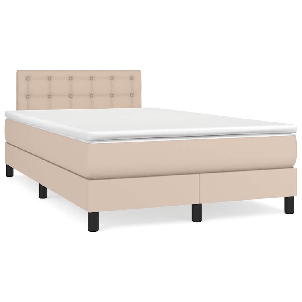 Boxspring met matras en LED kunstleer cappuccinokleur 120x190cm – afbeelding 3