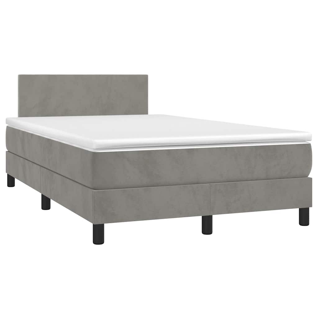 Boxspring met matras en LED fluweel lichtgrijs 120x190 cm – afbeelding 1
