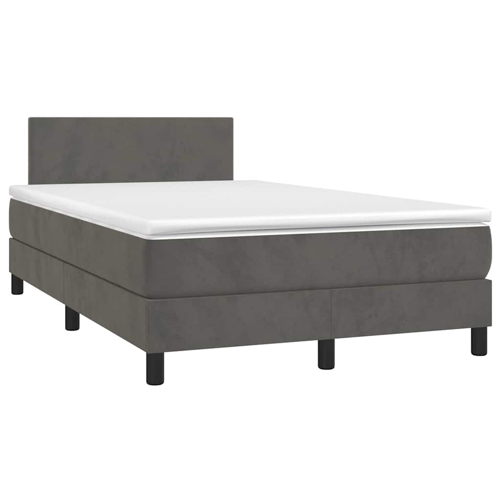 Boxspring met matras en LED fluweel donkergrijs 120x190 cm – afbeelding 1