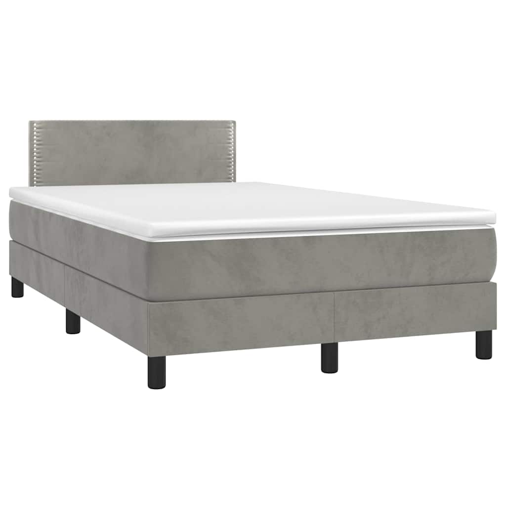 Boxspring met matras en LED fluweel lichtgrijs 120x190 cm – afbeelding 1