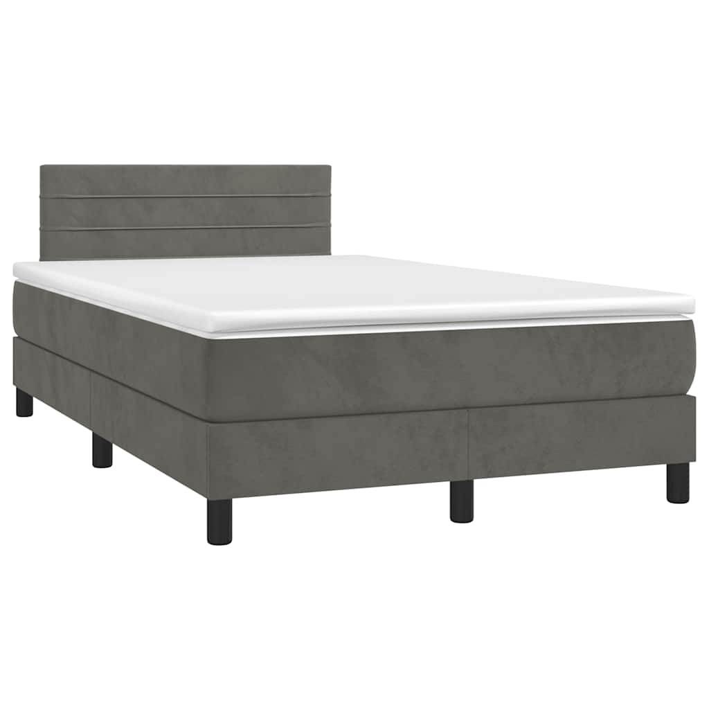 Boxspring met matras en LED fluweel donkergrijs 120x190 cm – afbeelding 1