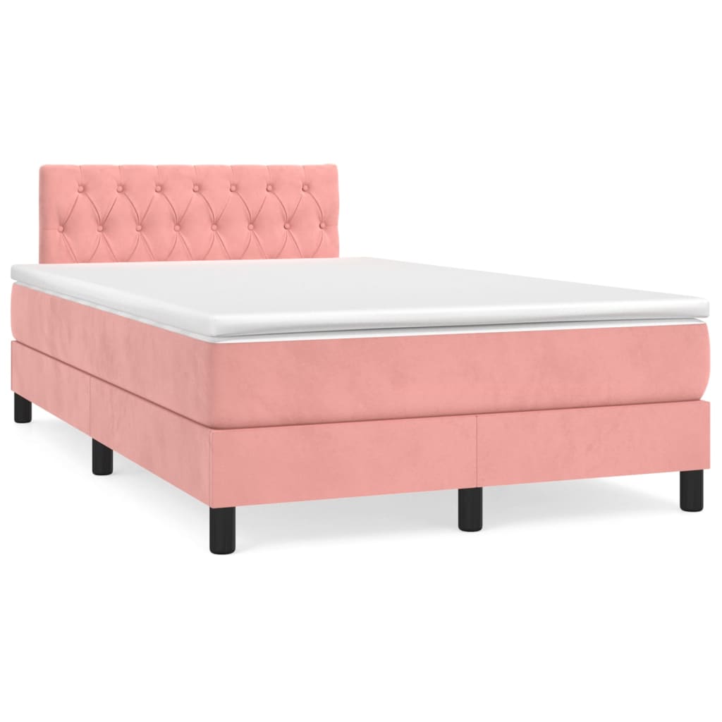 Boxspring met matras en LED fluweel roze 120x190 cm – afbeelding 1