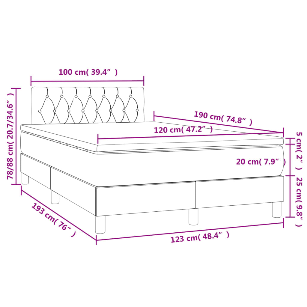 Boxspring met matras en LED fluweel roze 120x190 cm – afbeelding 11