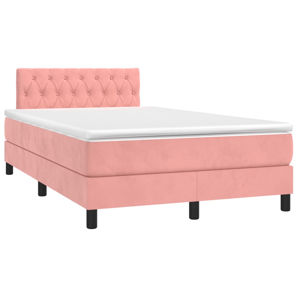 Boxspring met matras en LED fluweel roze 120x190 cm – afbeelding 3