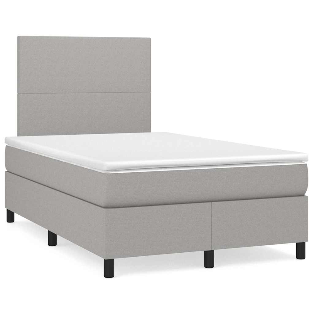 Boxspring met matras en LED stof lichtgrijs 120x190 cm – afbeelding 1