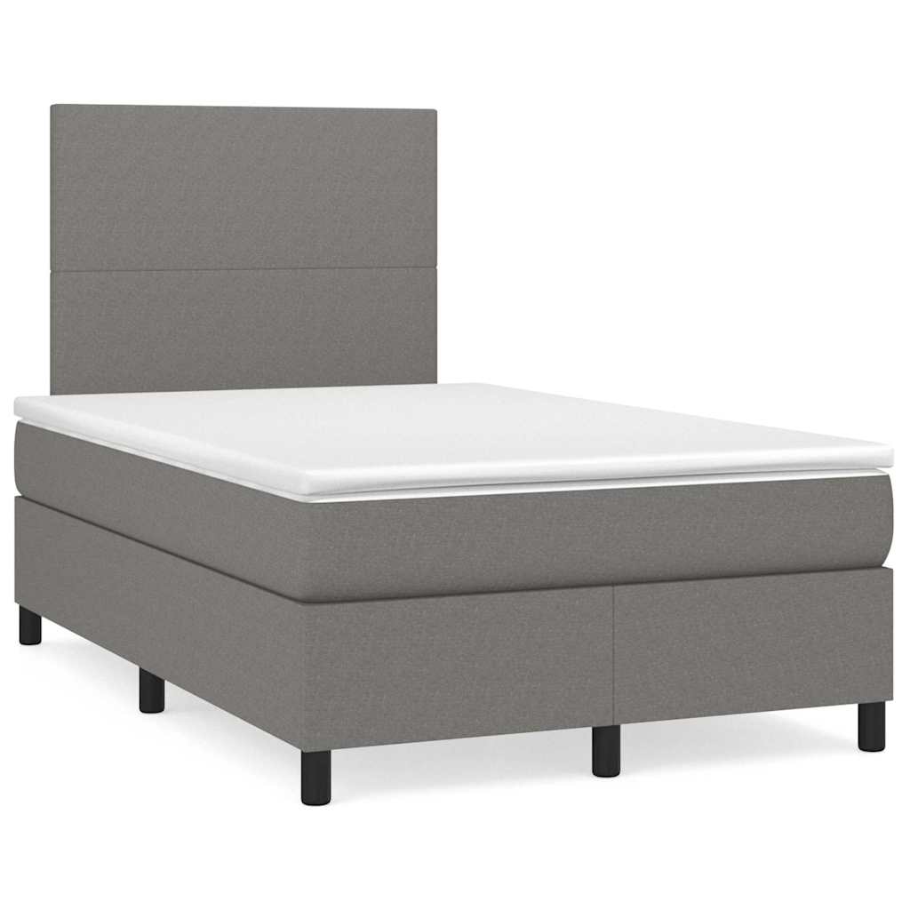 Boxspring met matras en LED stof donkergrijs 120x190 cm – afbeelding 1
