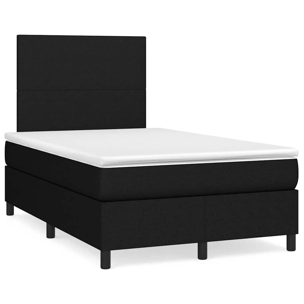 Boxspring met matras en LED stof zwart 120x190 cm – afbeelding 1