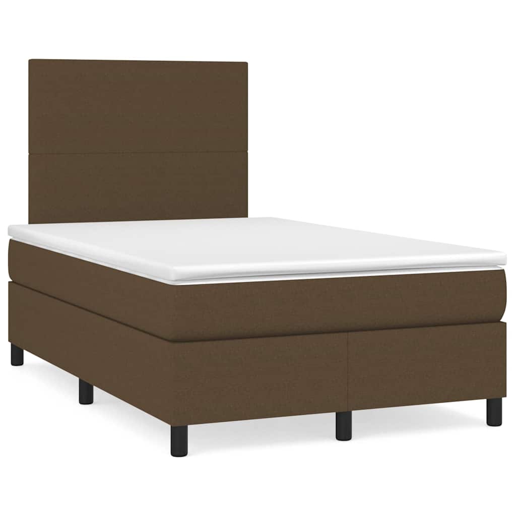 Boxspring met matras en LED stof donkerbruin 120x190 cm – afbeelding 1