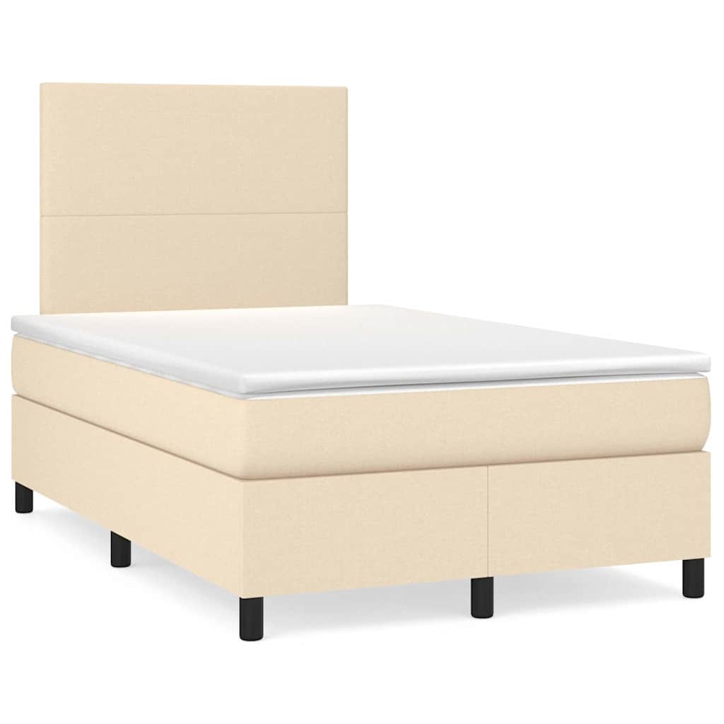 Boxspring met matras en LED stof crèmekleurig 120x190 cm – afbeelding 1