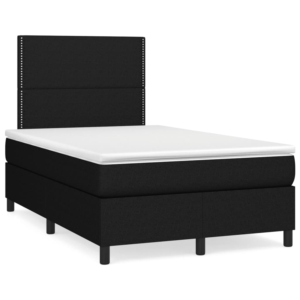 Boxspring met matras en LED stof zwart 120x190 cm – afbeelding 1
