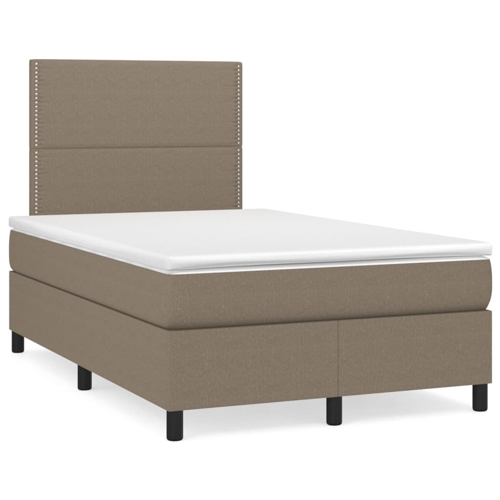 Boxspring met matras en LED stof taupe 120x190 cm – afbeelding 1