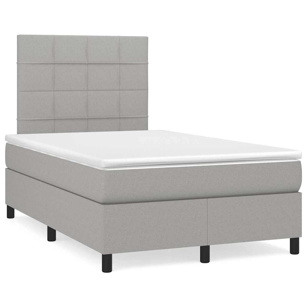Boxspring met matras en LED stof lichtgrijs 120x190 cm – afbeelding 1