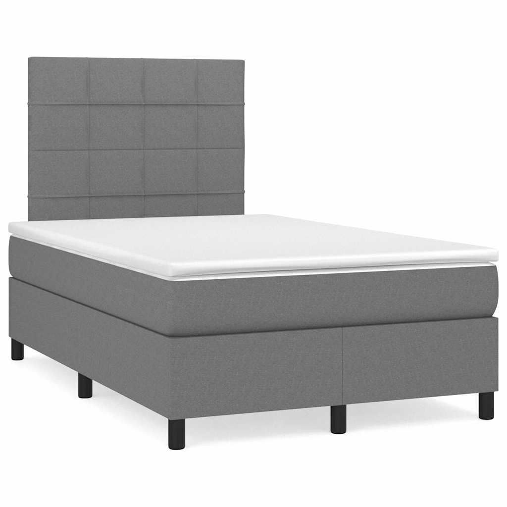 Boxspring met matras en LED stof donkergrijs 120x190 cm – afbeelding 1