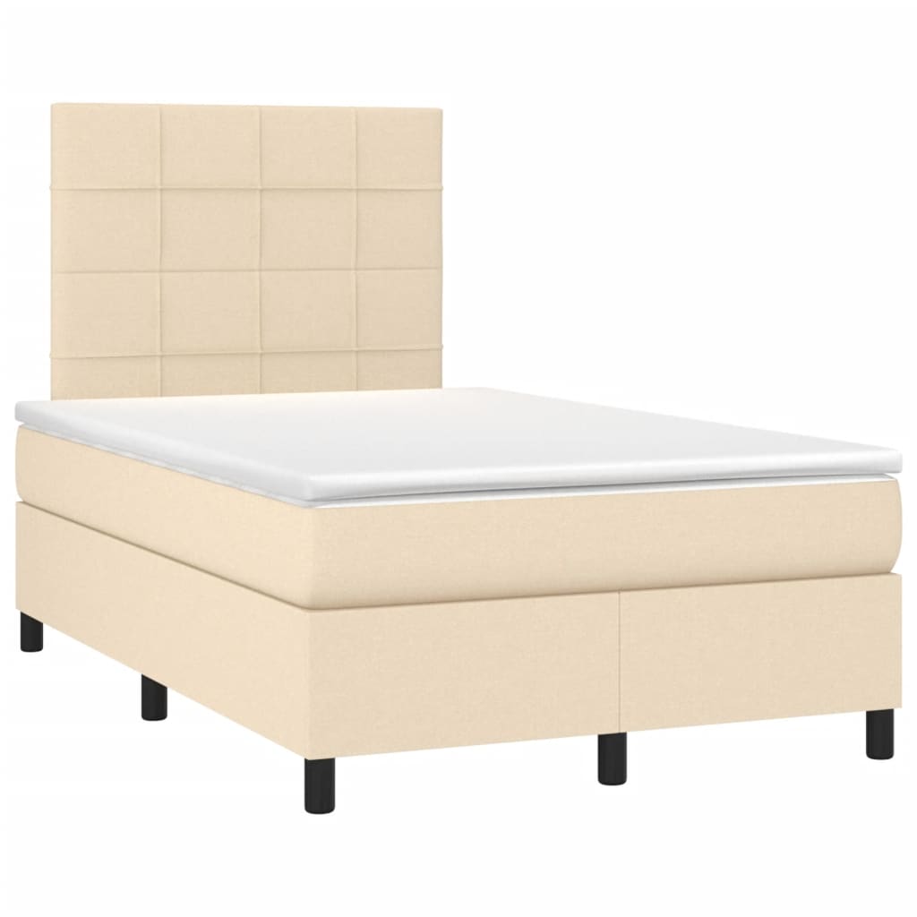 Boxspring met matras en LED stof crèmekleurig 120x190 cm – afbeelding 3