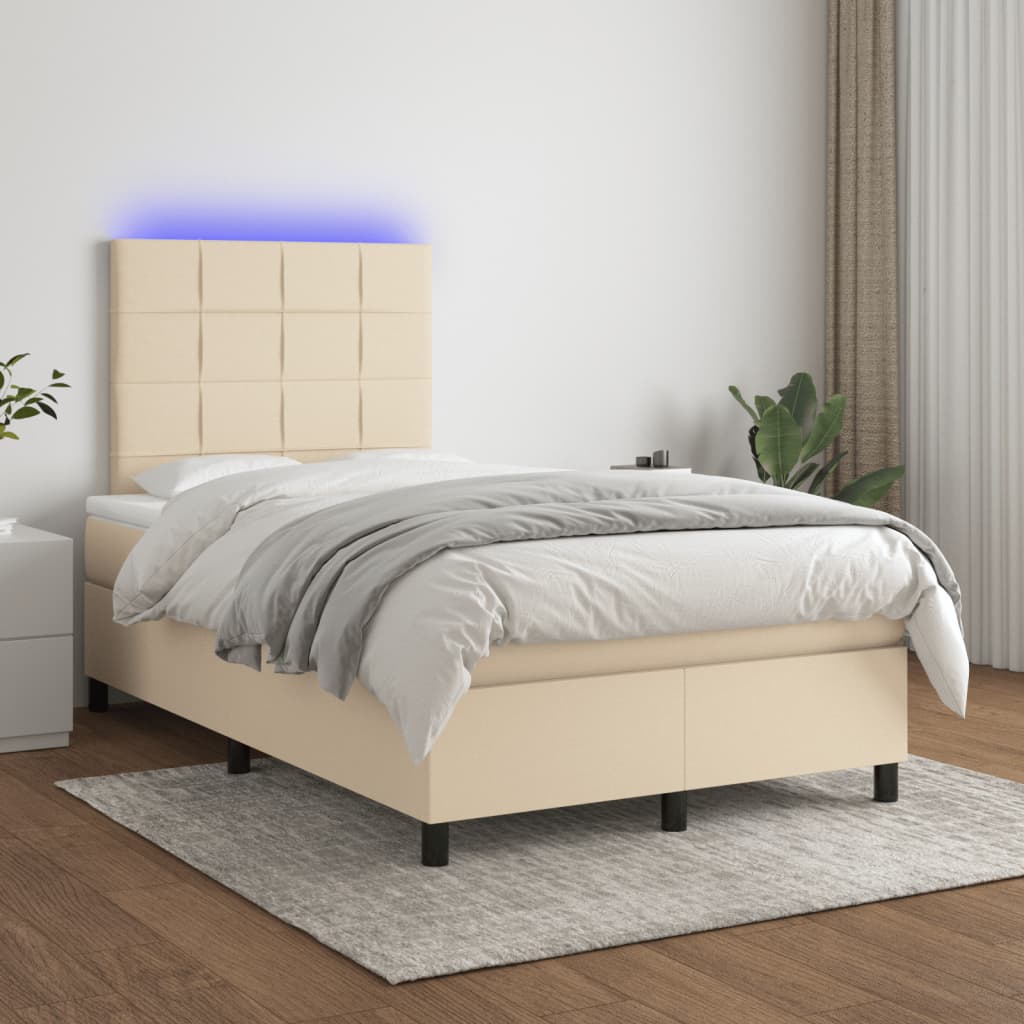 Boxspring met matras en LED stof crèmekleurig 120x190 cm – afbeelding 5