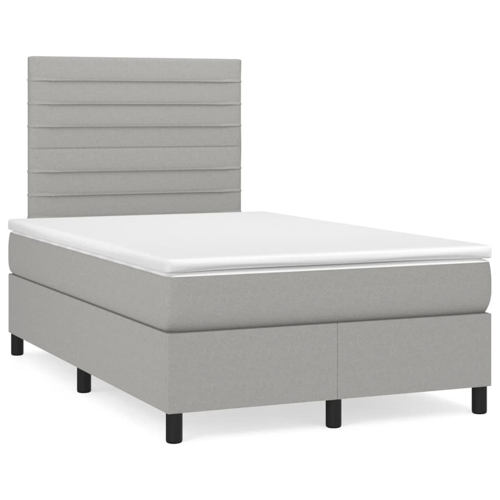 Boxspring met matras en LED stof lichtgrijs 120x190 cm – afbeelding 1