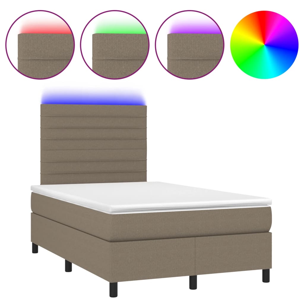 Boxspring met matras en LED stof taupe 120x190 cm – afbeelding 2