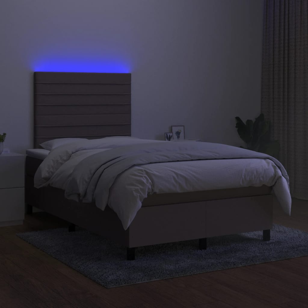 Boxspring met matras en LED stof taupe 120x190 cm – afbeelding 4
