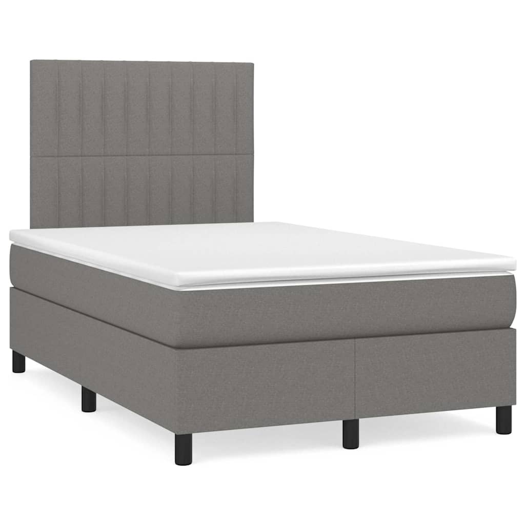 Boxspring met matras en LED stof donkergrijs 120x190 cm – afbeelding 1