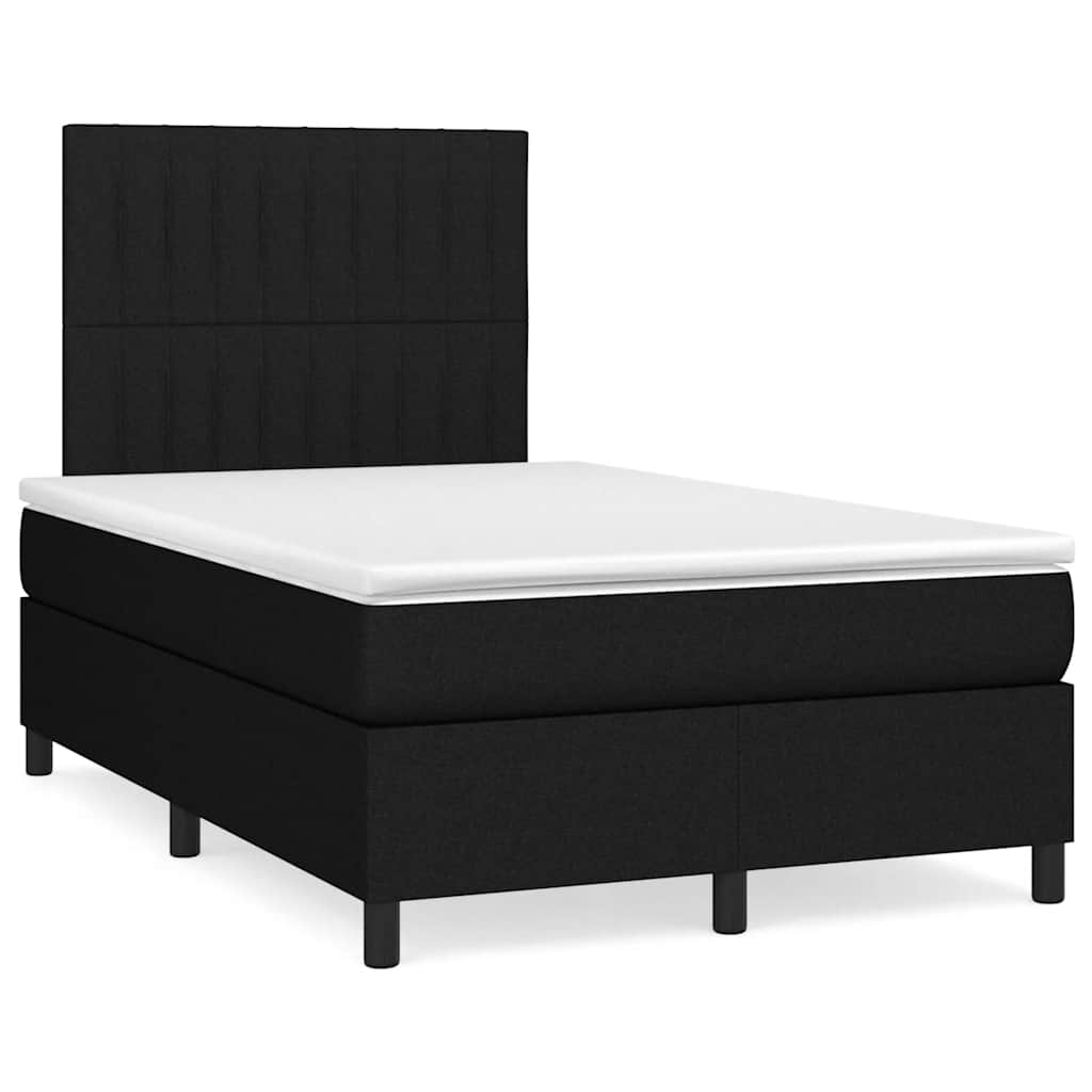 Boxspring met matras en LED stof zwart 120x190 cm – afbeelding 1