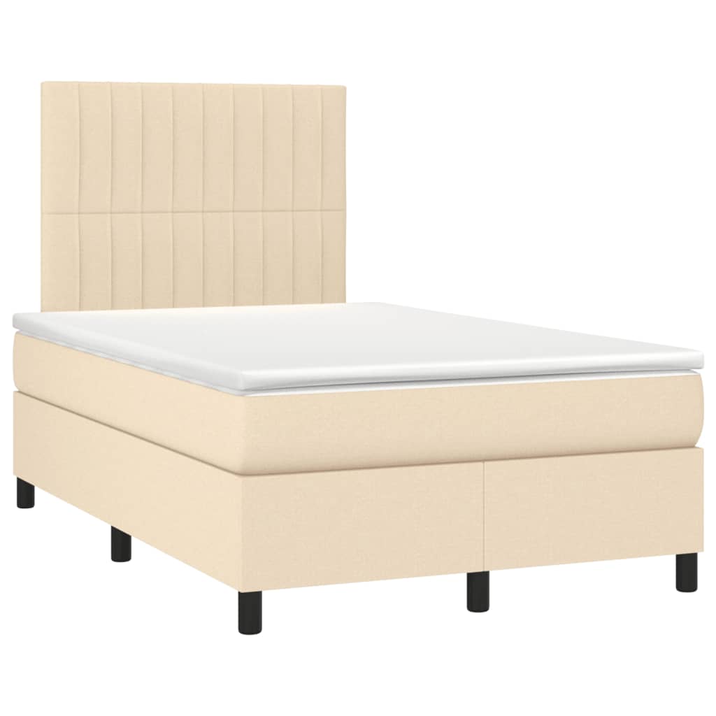 Boxspring met matras en LED stof crèmekleurig 120x190 cm – afbeelding 3