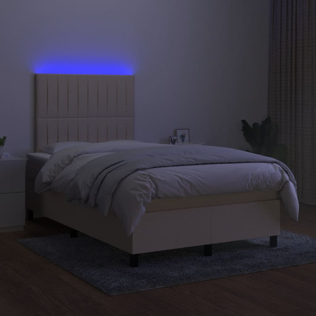 Boxspring met matras en LED stof crèmekleurig 120x190 cm – afbeelding 4
