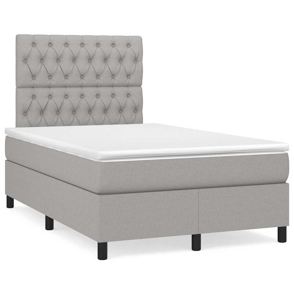 Boxspring met matras en LED stof lichtgrijs 120x190 cm – afbeelding 1