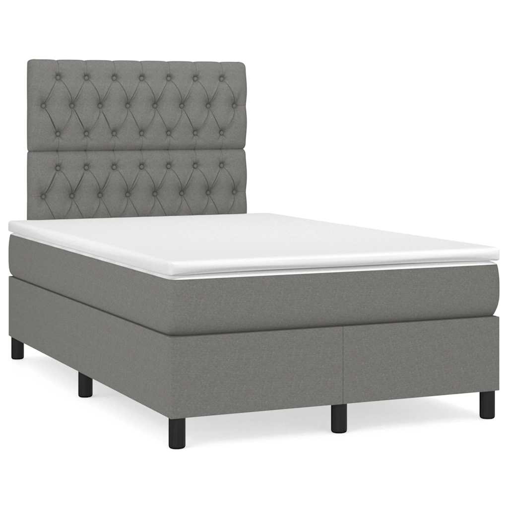 Boxspring met matras en LED stof donkergrijs 120x190 cm – afbeelding 1