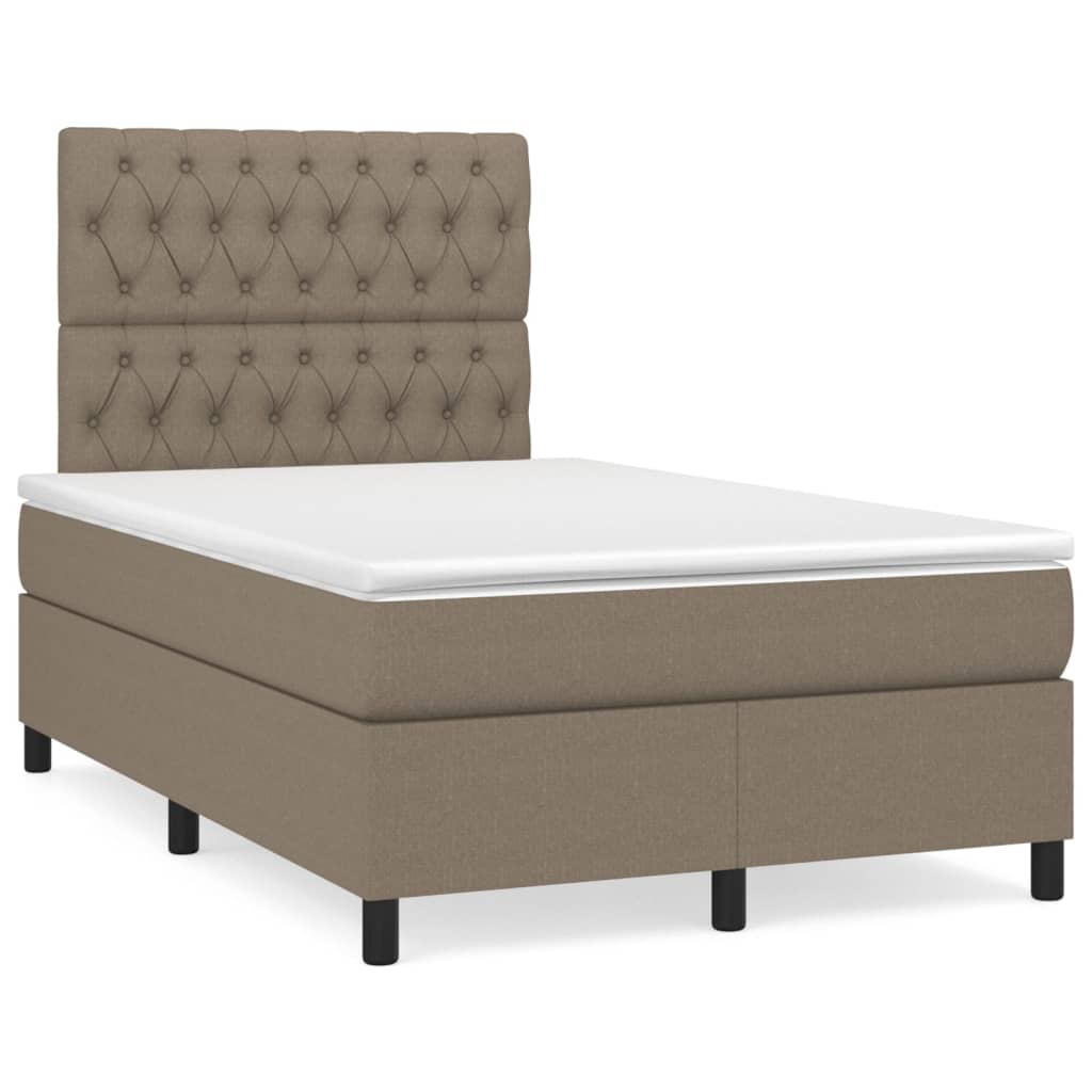 Boxspring met matras en LED stof taupe 120x190 cm – afbeelding 1
