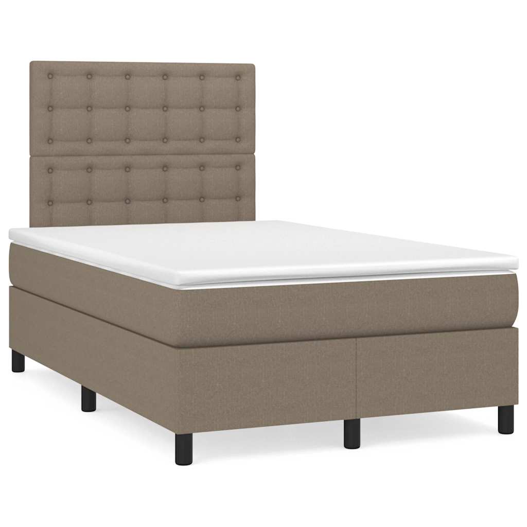 Boxspring met matras en LED stof taupe 120x190 cm – afbeelding 1