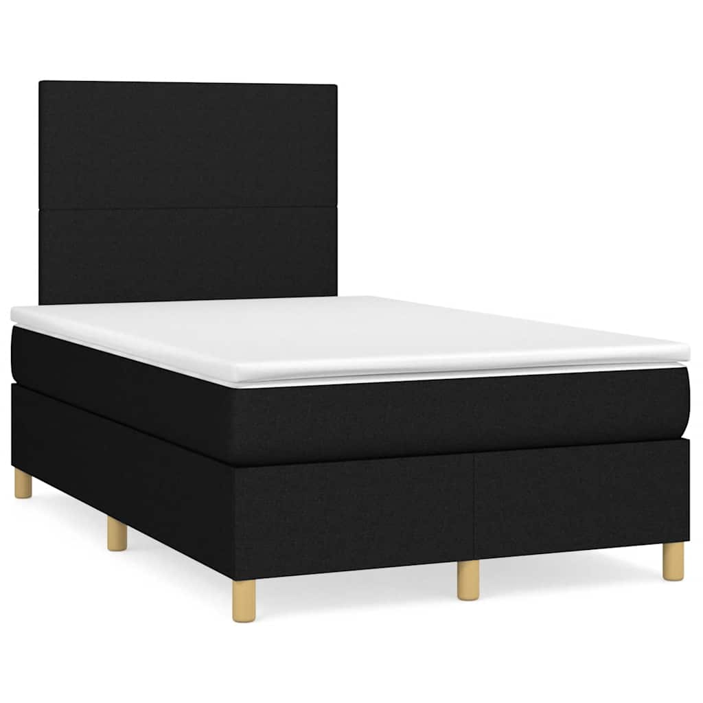 Boxspring met matras en LED stof zwart 120x190 cm – afbeelding 1