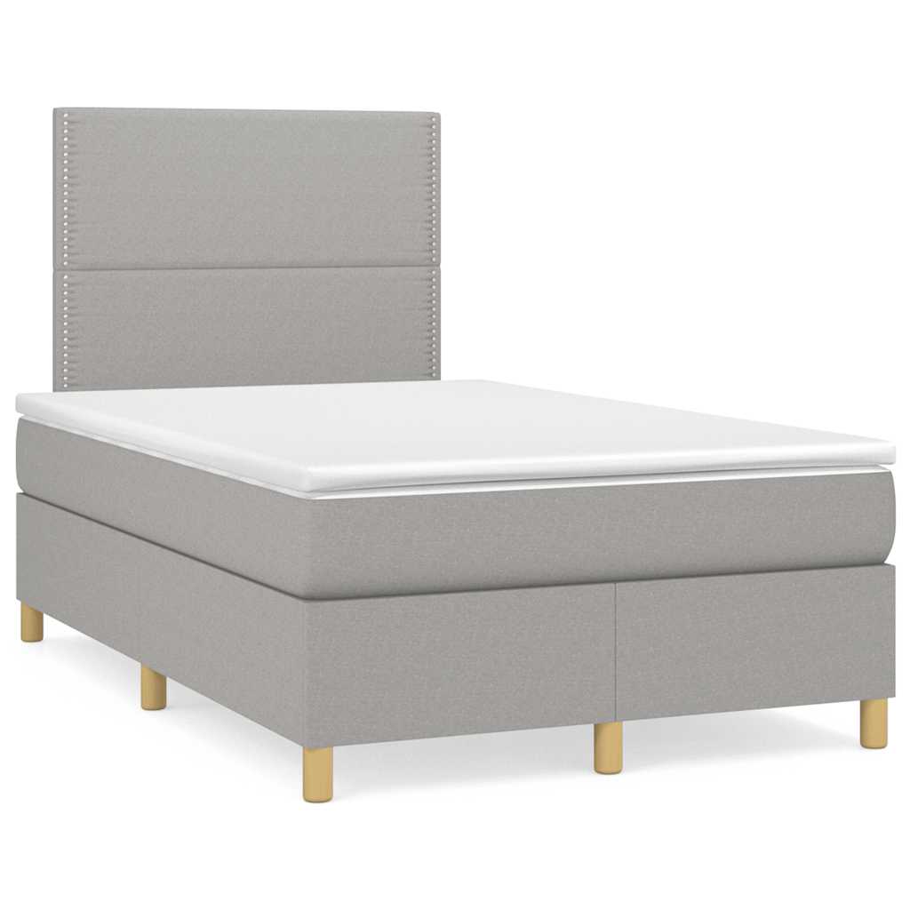 Boxspring met matras en LED stof lichtgrijs 120x190 cm – afbeelding 1