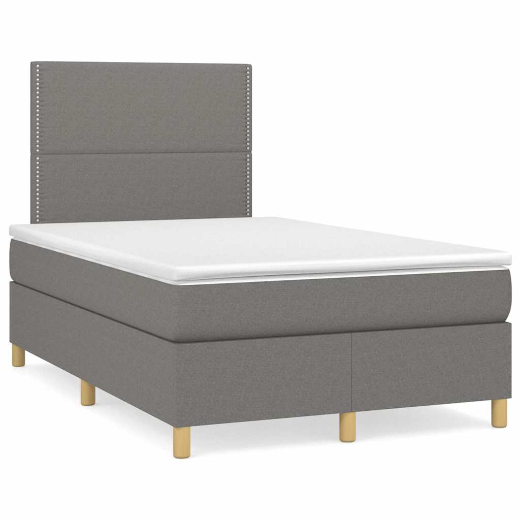 Boxspring met matras en LED stof donkergrijs 120x190 cm – afbeelding 1
