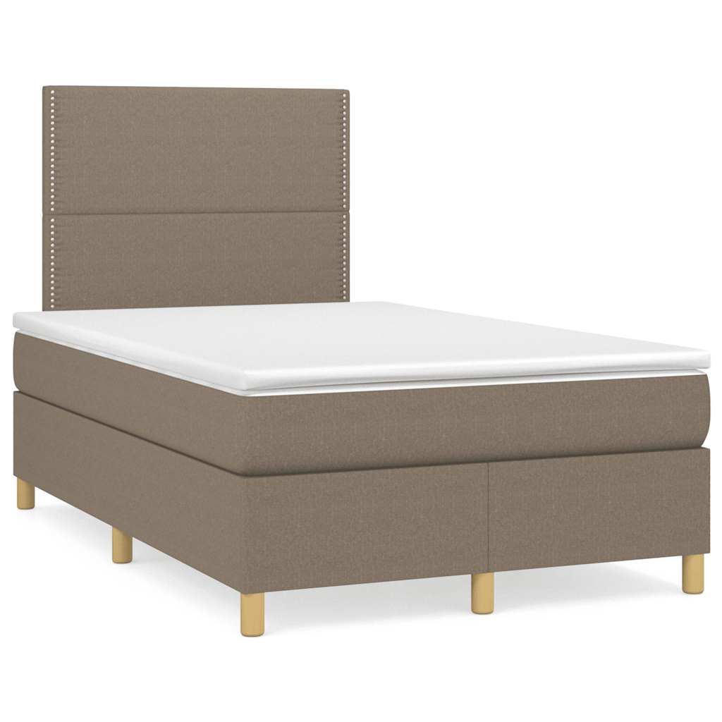Boxspring met matras en LED stof taupe 120x190 cm – afbeelding 1