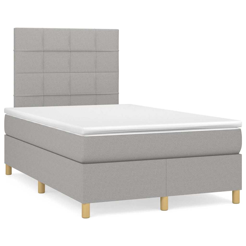 Boxspring met matras en LED stof lichtgrijs 120x190 cm – afbeelding 1