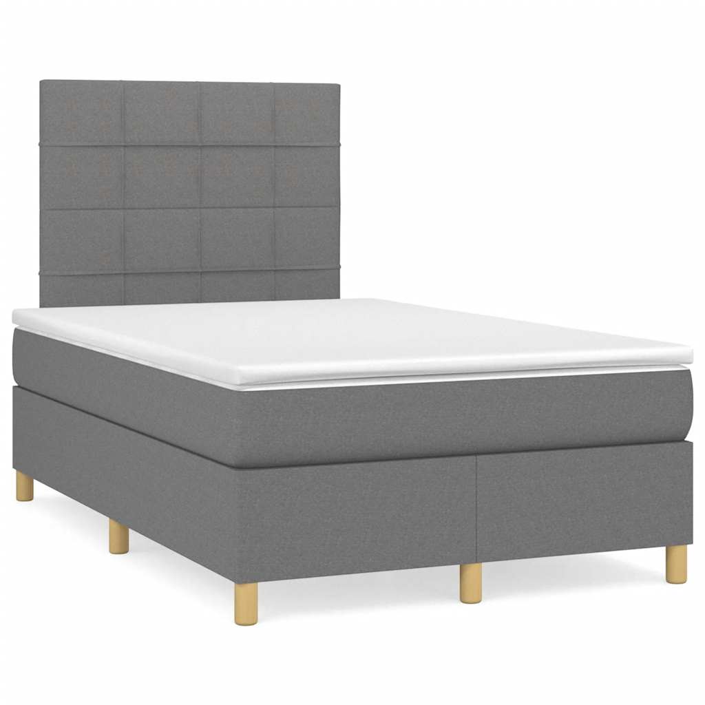 Boxspring met matras en LED stof donkergrijs 120x190 cm – afbeelding 1