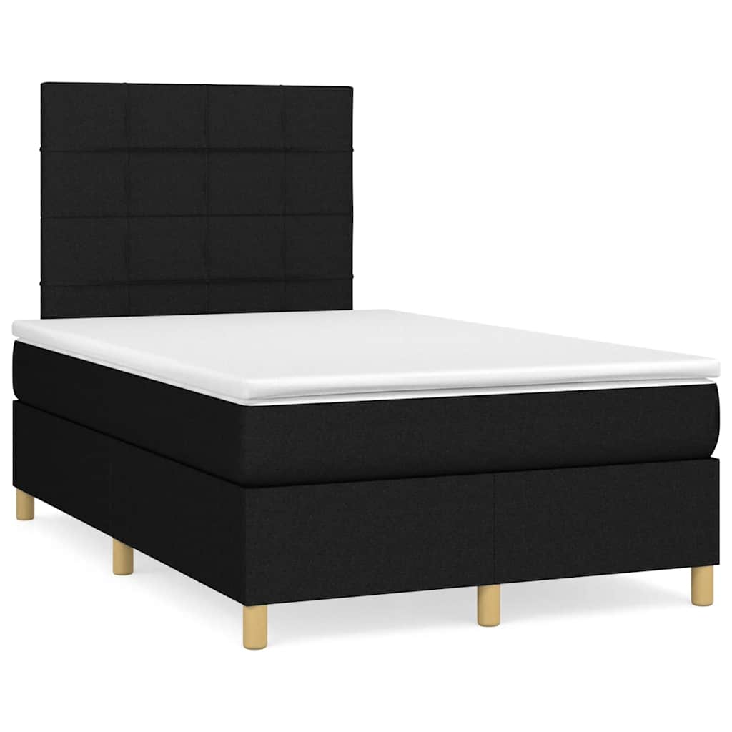 Boxspring met matras en LED stof zwart 120x190 cm – afbeelding 1