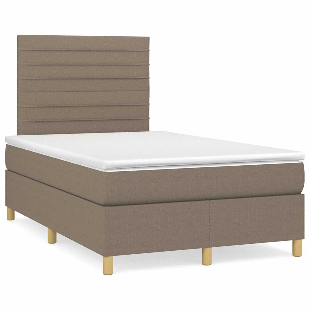 Boxspring met matras en LED stof taupe 120x190 cm – afbeelding 1