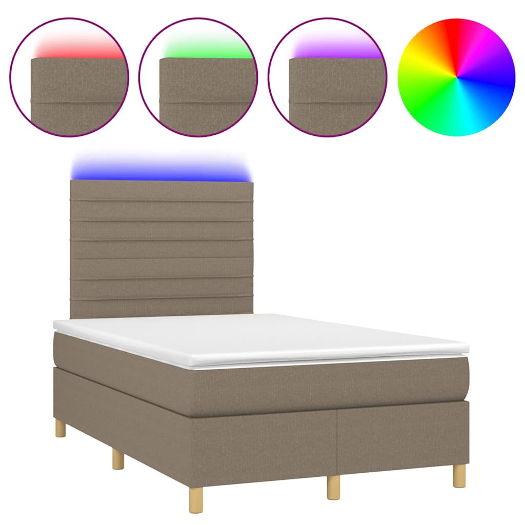 Boxspring met matras en LED stof taupe 120x190 cm – afbeelding 2
