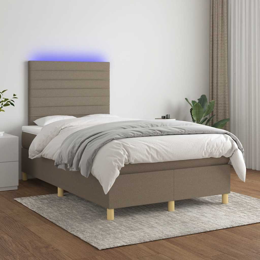 Boxspring met matras en LED stof taupe 120x190 cm – afbeelding 5