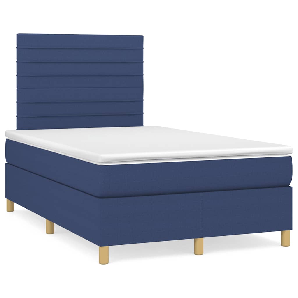 Boxspring met matras en LED stof blauw 120x190 cm – afbeelding 1