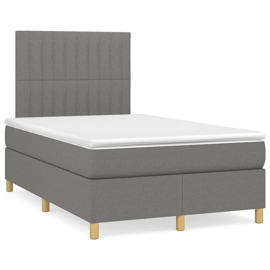 Boxspring met matras en LED stof donkergrijs 120x190 cm – afbeelding 1