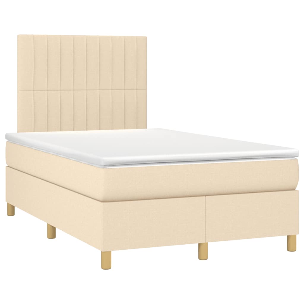 Boxspring met matras en LED stof crèmekleurig 120x190 cm – afbeelding 3