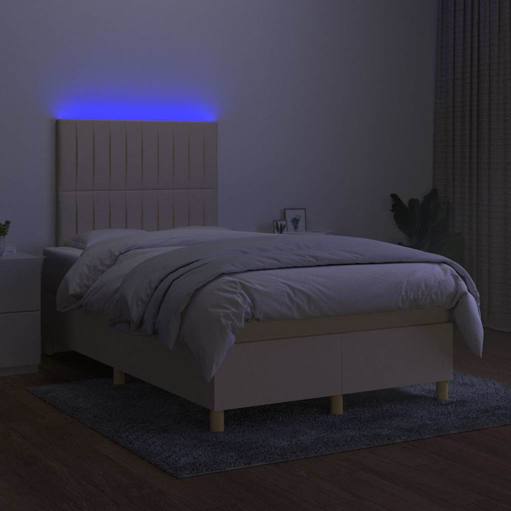 Boxspring met matras en LED stof crèmekleurig 120x190 cm – afbeelding 4
