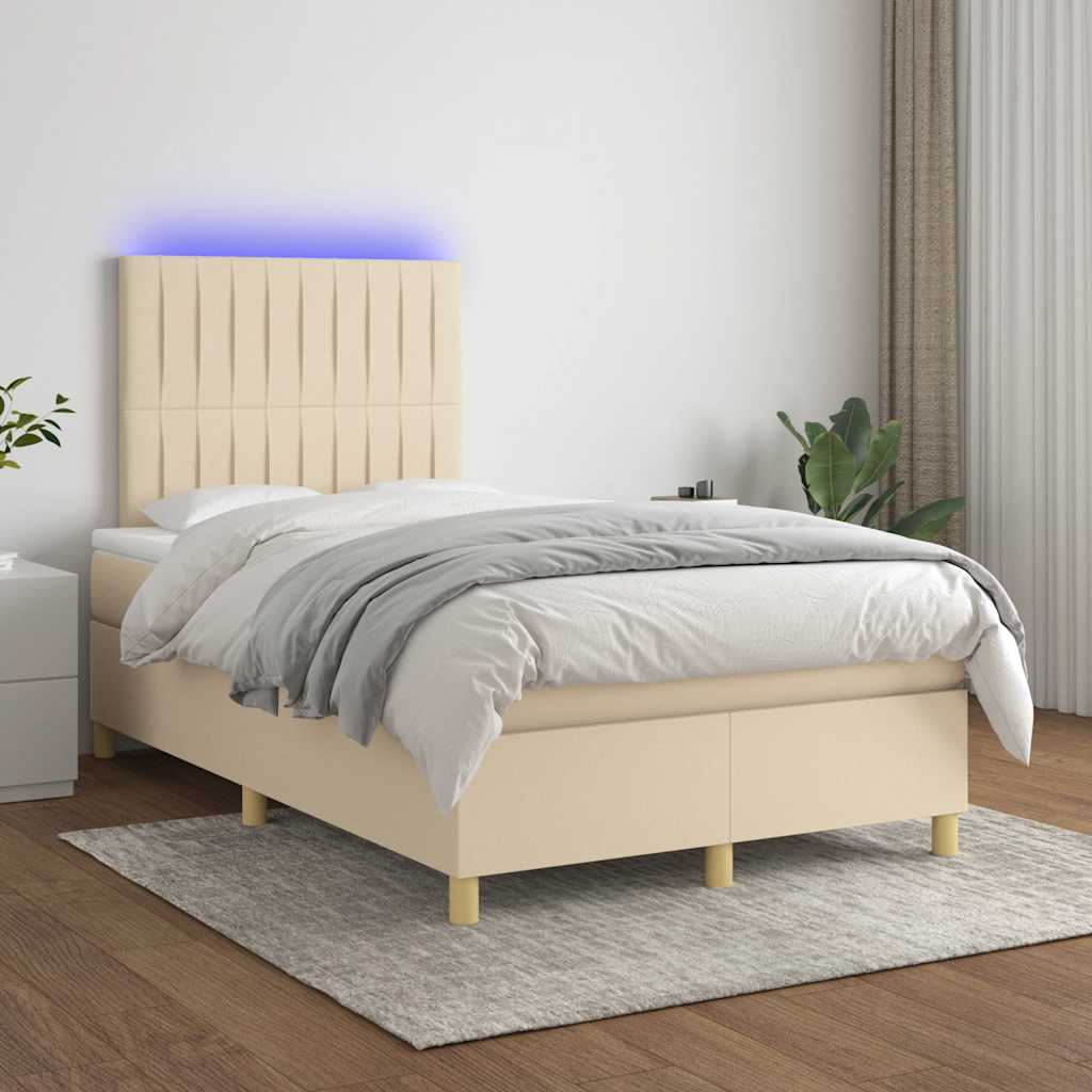 Boxspring met matras en LED stof crèmekleurig 120x190 cm – afbeelding 5