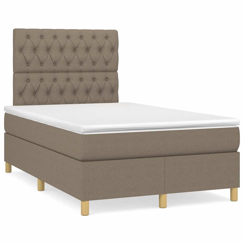 Boxspring met matras en LED stof taupe 120x190 cm – afbeelding 1