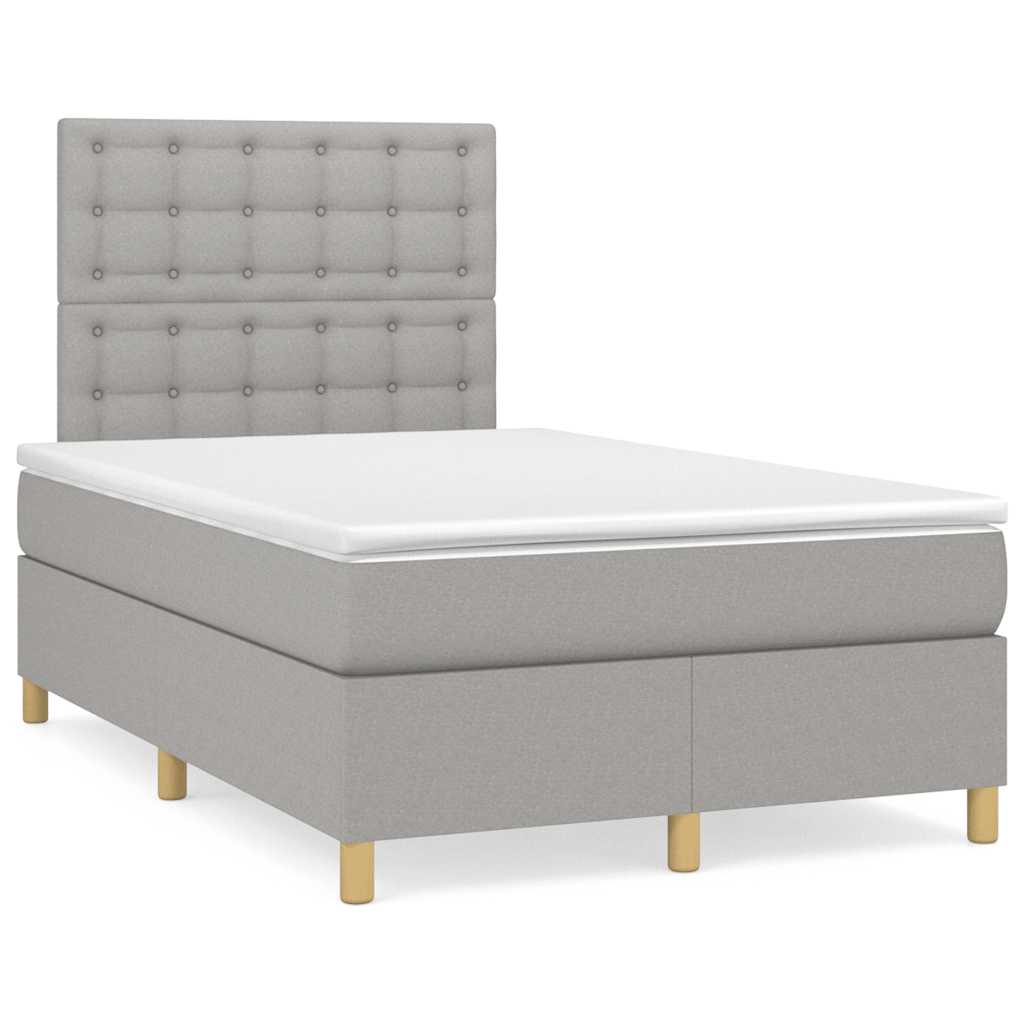 Boxspring met matras en LED stof lichtgrijs 120x190 cm – afbeelding 1