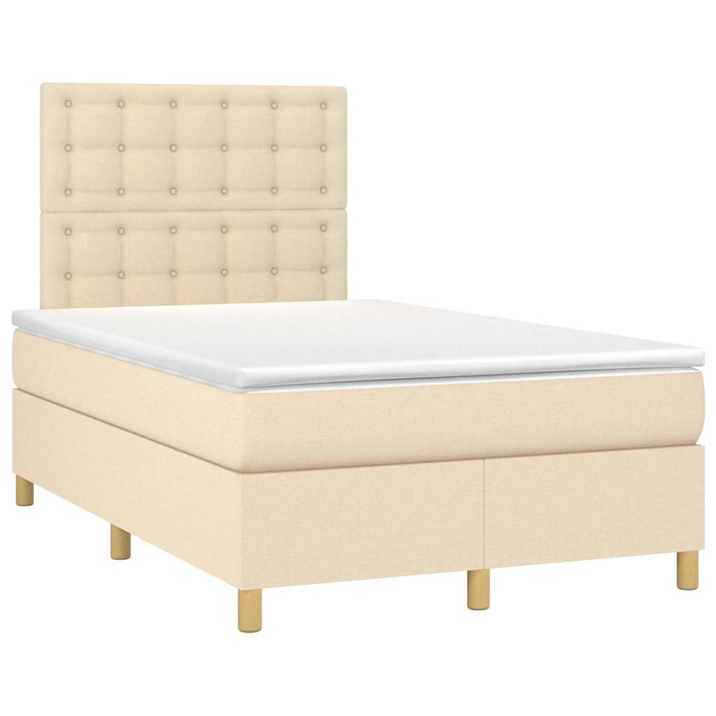 Boxspring met matras en LED stof crèmekleurig 120x190 cm – afbeelding 3