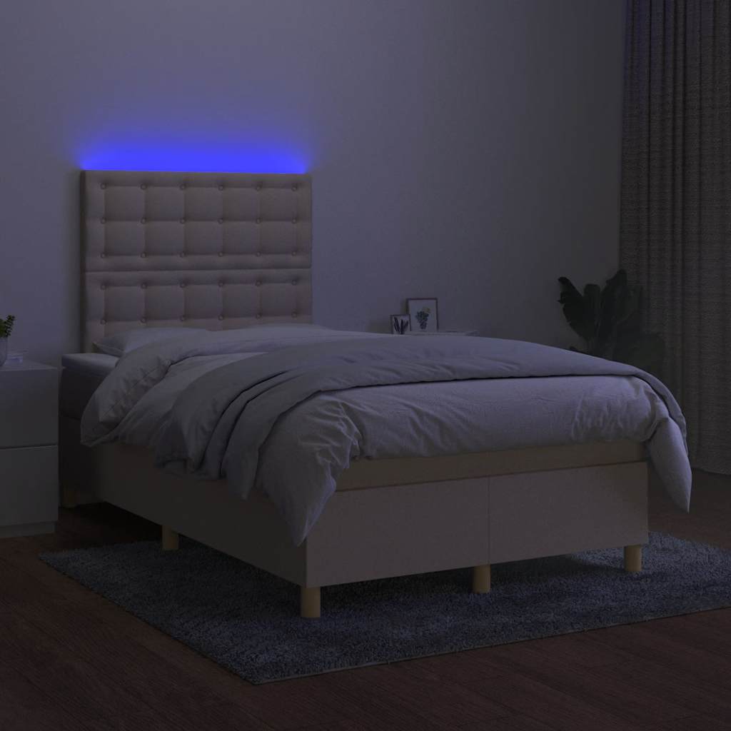 Boxspring met matras en LED stof crèmekleurig 120x190 cm – afbeelding 4